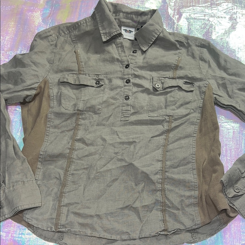 Harley-Davidson NWOT Tan Button-Up Shirt 176.